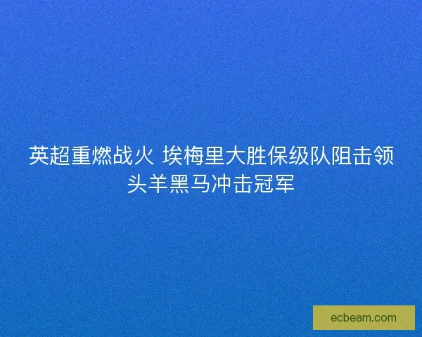 英超重燃战火 埃梅里大胜保级队阻击领头羊黑马冲击冠军