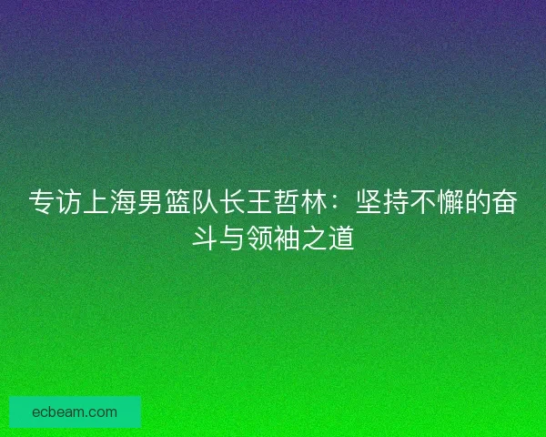 专访上海男篮队长王哲林：坚持不懈的奋斗与领袖之道